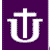 Purple background with white stylized 'U' and cross symbol, pixelated rendering, no visible text or additional elements.