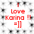 Red text and symbols on a white background with black pixelated patterns, repeated in two vertical
