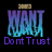 Four distinct pixelated text-based images arranged in a , each with unique color schemes and phrases