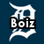 six distinct pixelated text and image elements on a dark blue, white, and gray background