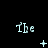 three and three displays the word 'The' in light blue pixelated text on a black background, with each containing a distinct symbol below the text