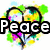 Three heart-shaped icons with colorful splatter backgrounds, each displaying a different word in bold black-and-white text.
