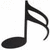 Black eighth note and golden saxophone on white background, static image with no visible animation.