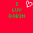 Red background with green text reading "I LUV ROBIN" on both sides and a white pixelated heart symbol between them.
