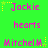 Green background with pink text reading 'Jackie', 'hearts', and 'Mitchell' in a pattern, each name surrounded by yellow stars