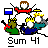 Pixel art of a figure with brown hair holding a red guitar, standing next to two drum sets and a Russian flag on a gray background.