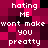 Pixelated text repeats across a of magenta and black squares, with white lettering on dark backgrounds