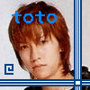 A 2x2 contact sheet of four animated frames showing a person with brown hair and blue text "toto" above their head, each frame displaying slight variations in facial expression and lower-left corner symbol.