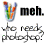 A 4-frame animated contact sheet showing a colorful hand icon with rainbow stripes, black text 'meh.', and gray text 'who needs pogoep?', with pink heart symbols appearing incrementally across frames on a white background.