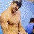 Animated sequence of a shirtless swimmer in various poses with a blue Olympic logo frame.