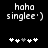 Pixelated text 'haha singlee)' above five heart symbols on black background, with one gray heart in the center.