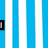 Blue and white vertical striped background with a black-and-white triangular play button icon, partial gray rectangle, and 'HIT' text.