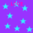 Purple background with scattered light blue stars and pink 'LOVE' text in multiple locations.