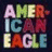 Pixelated text "AMERICAN EAGLE" in multicolored block letters on dark background, with separate white text elements reading "Live", "your", and "life.".