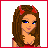 Pixel art contact sheet showing multiple frames of a red-dressed devil-themed character with brown hair, blue eyes, and horns across 8 sampled animation frames.