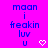Pixelated blue text on bright pink background with white heart symbol, showing two identical frames where the right frame has a solid white heart instead of pixelated heart.