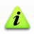 Bright yellow-green triangular icon with black lowercase 'i' symbol and small dot above it on gray background.