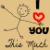 Pixelated stick figure with arms raised holds red heart symbol above 'you' text on beige background.