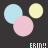 Animated sequence of pastel-colored circles and text 'ERIN!!' with pixelated transitions on a dark background.