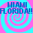 Four identical display 'MIAMI FLORIDA!!' text over pink and cyan spiral backgrounds with pixelated blue lettering