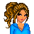 Pixel art contact sheet showing three frames of an animated icon featuring a cartoon woman with brown curly hair, blue top, and black pants alongside text reading "I Don't Wanna Be Anything Other Than ME!"