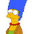 Pixelated character with blue hair, yellow skin, red collar, and green lower garment against white background.