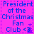 Pixelated icon with blue text on bright pink background reading "President of the Christmas Fan Club <3" and a small purple star next to the heart symbol.