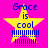 A bright pink background features four identical yellow stars with blue text reading "Grace is cool" inside each star, surrounded by vertical blue lines.
