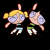 Animated contact sheet showing two sequential frames of a cartoon character with blonde pigtails, purple eyes, and green-and-black outfit in mid-jump pose against black background.