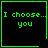 Four identical green pixelated text on black background with one containing a heart symbol and another a star symbol