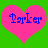 Two pink heart shapes on a green background, each containing the blue text 'Parker' in a stylized font.