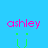 A blue background displays six 'ashley' text instances in pink, with a green pixelated symbol below the top-left instance.