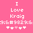 Pink background with white pixelated text reading "I Love Kraig" and a repeated symbol sequence, featuring two heart variations in the bottom