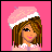 Pixel art contact sheet showing a character's full outfit and text variations on pink background.