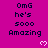 A static image with a bright magenta background displays repeated text "OmG he's sooo Amazing" and small white heart symbols in pixelated style.