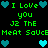 Pixelated green text and cyan hearts on black background with repeated phrases and symbols.