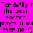 A static image with bright pink background displaying repeated text in black pixelated font, including 'Jeri&Ally', 'the best soccer players u wiplayrs u wil ever no. :)' and green accent dots.