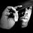 Black-and-white buddy icon featuring a person with hand near face and musical note symbol, text "JAY-Z THE BLACK ALBUM" below.