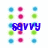 A grid of pixelated circular icons in blue, pink, and green arranged around a central blue text block reading 'R9VWY' on a white background.