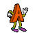 A contact sheet of 14 animated frames showing a cartoon letter A character in various colors and poses against a gray background.