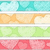 Four horizontal pixelated banners in cyan, orange, green, and pink hues with no visible subjects or text.