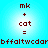 Pixelated text displays 'mk + cat = bffaltwcdar' on a light blue background with two identical side-by-side sections.