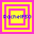 Four identical pixelated squares with yellow and pink borders display blue text "RacheIF50" across a