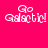 Four identical pixelated text displays on a solid pink background, each reading 'Go Galactic!' in white blocky letters.