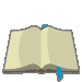 Six of an open book animation with a blue bookmark, showing page turns and a final closed state