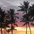 Pixelated sunset scene with palm trees silhouetted against a gradient sky, orange text 'ILY' in bottom right corner.