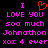 Pixelated text and a heart symbol on black background, with pink lettering and red outline.
