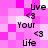 Pixelated pink with repeated text phrases and symbols arranged in a repeating pattern
