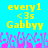 Pixelated yellow text on cyan background with pink-purple pixelated shapes at bottom, showing identical static content across observations.