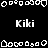 Pixelated black-and-white image with repeated 'Kiki' text and white border shapes on a black background, featuring a gray rectangular overlay.